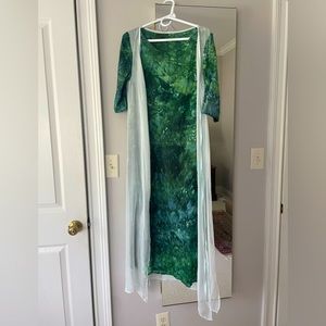 Linen ice-dyed maxi dress, size M; handmade.